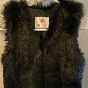 Girls Black Faux Fur Vest